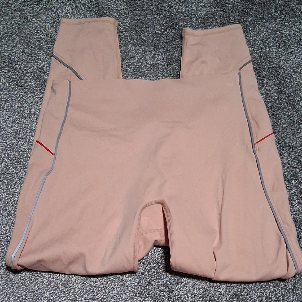 Fabletics Light Pink Leggings with Gray Accents